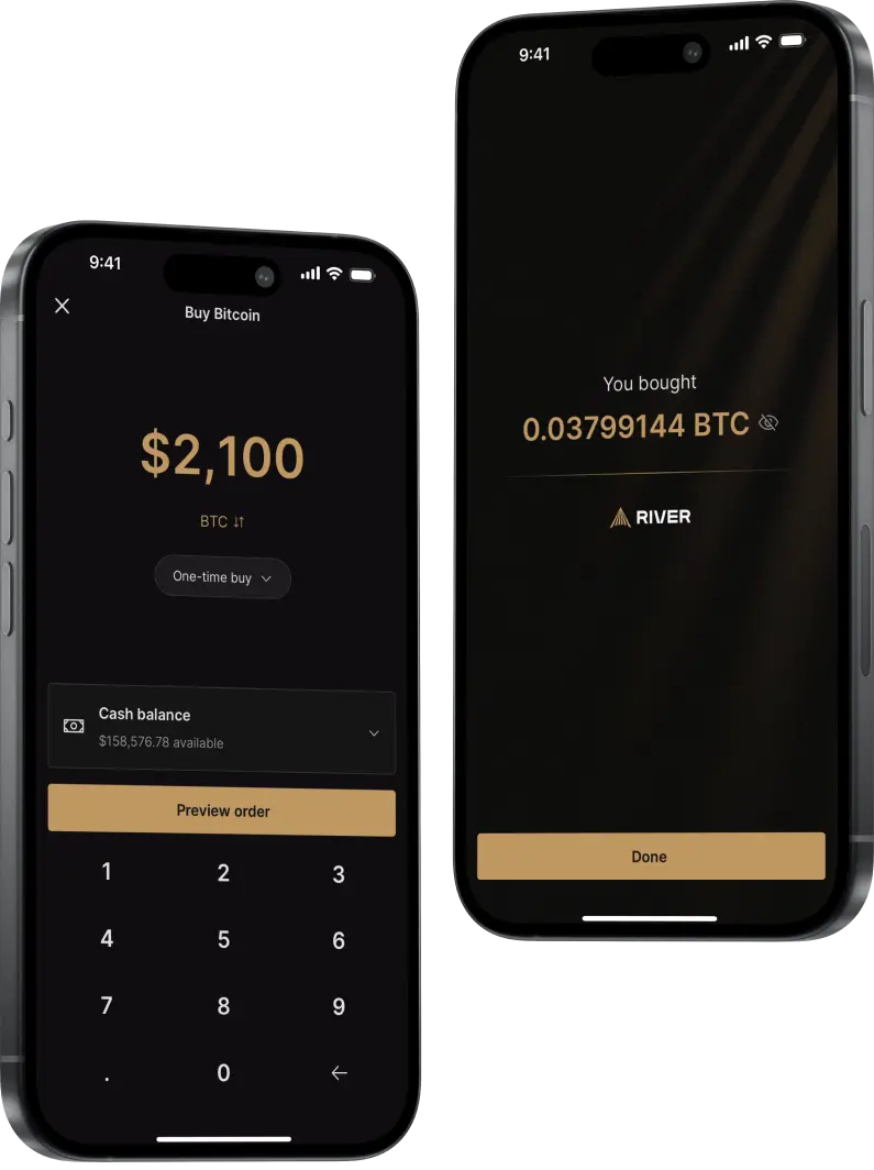 Mobile interface showing Trust trade's Bitcoin buying process